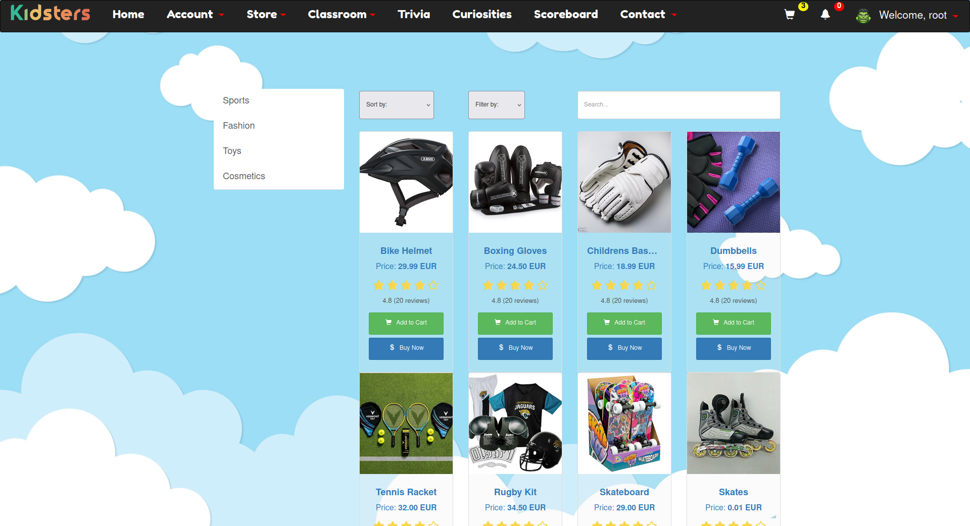 Kidsters Shop List